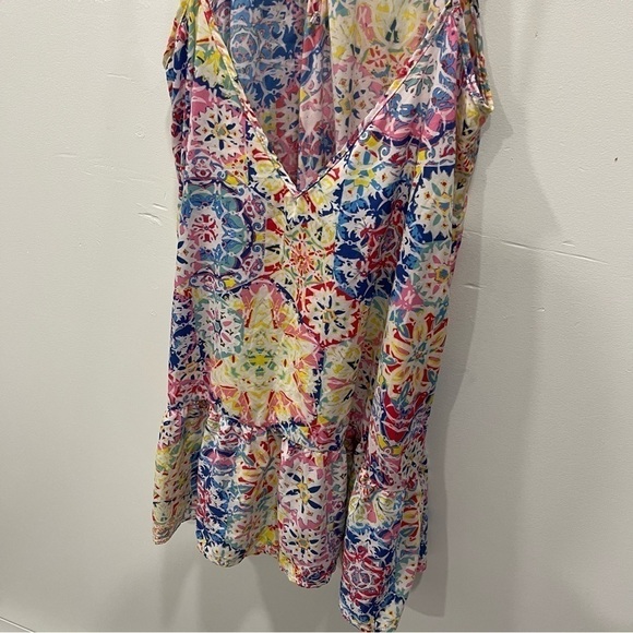 Sunsets Swimwear Printed Riviera Dress Strappy Lace-Up Ruffle Flounce Hem - Picture 5 of 8